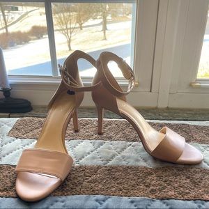 Nude/beige/tan ankle strap sandal/heels